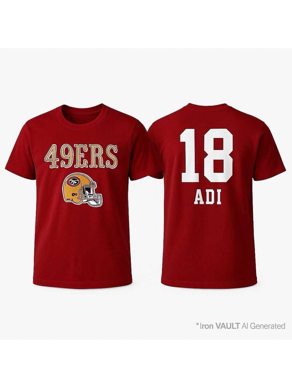 San Francisco 49ers Men’s Small Red Fanatics Helmet Shirt Number 18 ADI Custom